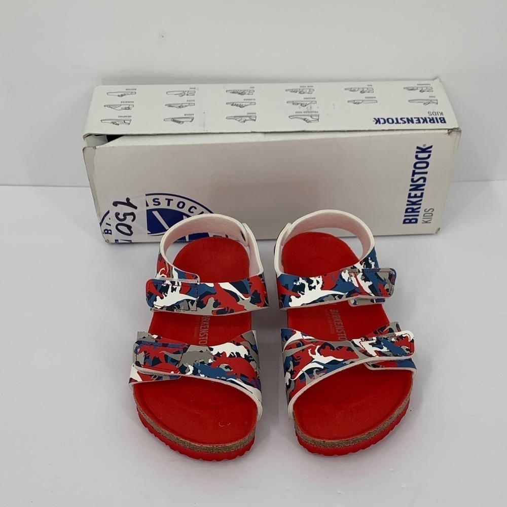 Birkenstock Palu sandals back strap adjustable boys Dino Camo red blue new 33 2